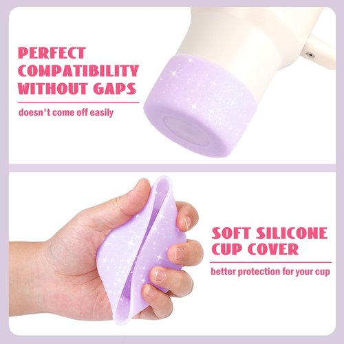 Sdakubby Protective Glitter Silicone Boot Compatible with Stanley Quencher 40oz, 30oz, 20oz, Accessories for Stanley/Owala/Hydro Flask Water Bottle, Bling Anti-Slip Sleeve Cover