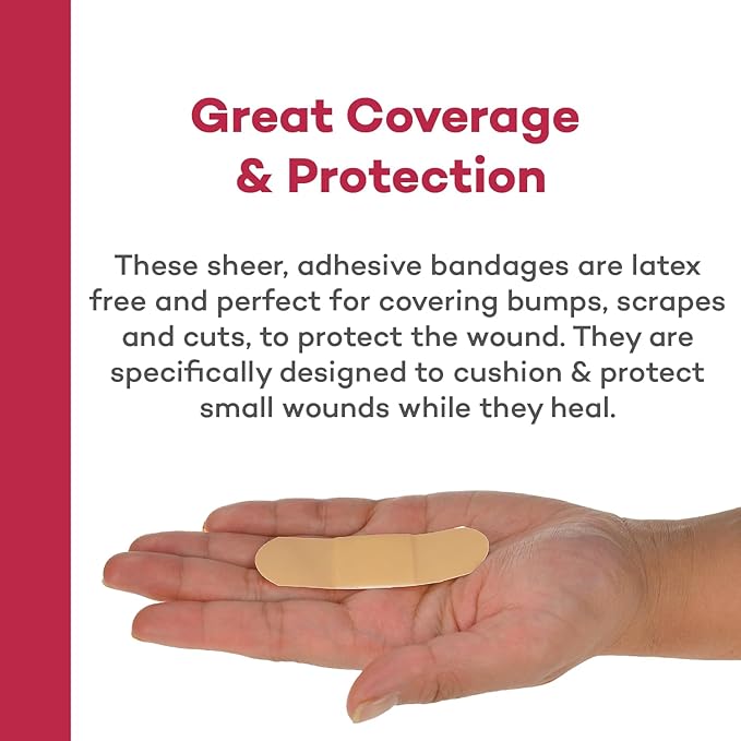 Dealmed Sheer Plastic Flexible Adhesive Bandages – 100 Count (24 Pack) Bandages with Non-Stick Pad, Latex Free, Wound Care for First Aid Kit, 1" x 3"