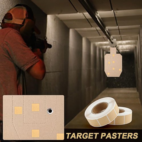 EMVANV 2000pcs/2 Rolls Target Pasters, Square Self-Adhesive Target Stickers for Shooting Range Practice (Brown, Craft Paper)