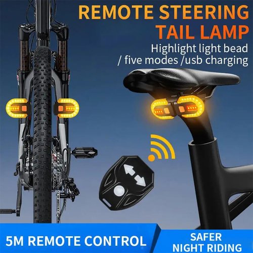 Bike Turn Signals, Bicycle Turn Signals Back with Wireless Remote Control, Rechargeable LED Rear Bike Light, IPX44 Waterproof Bike Safety Light for Night