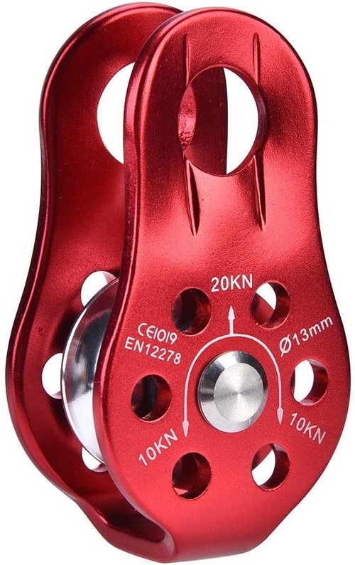 Dilwe 20kN Certified Heavy Duty Single Swivel Rope Pulley Fixed Tree Rock Climbing Single Pulley Rappelling Arborist Safety Gear(Red)