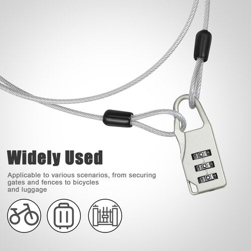 Stainless Steel Lock Cable with Loops Versatile Luggage Gate Lock Coated Wire for Strollers Bicycles for Outdoor Use