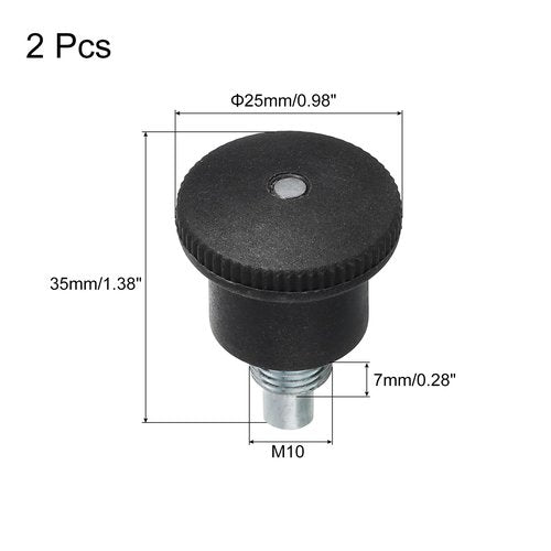 uxcell 2Pcs Pull Pin Spring Knob Replacement Parts, M10 Fitness Pull Pin Knob for Fitness Exercise Bike, Black
