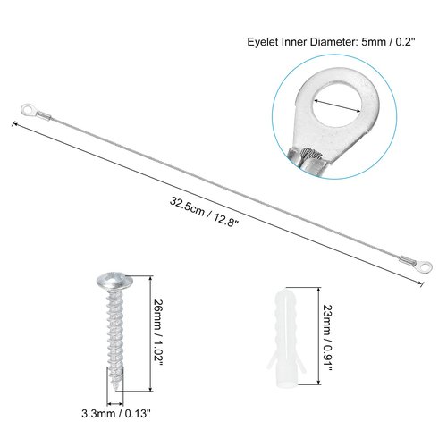 PATIKIL Cabinet Door Restraint Kit 0.06" x 12", 8 Pack Stainless Steel Flexible Braided Cable Door Hinge Limiter for Limiting Chest Cupboard Door Opening Angle Swing