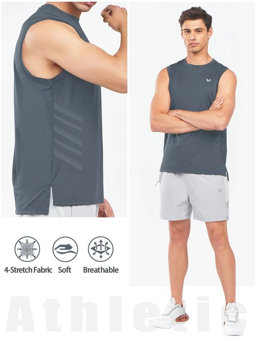 NORTHYARD Men's Athletic Workout Tank Top Running Gym Sleeveless Shirts Quick Dry Lightweight Training Sport Muscle Tank Cloud M