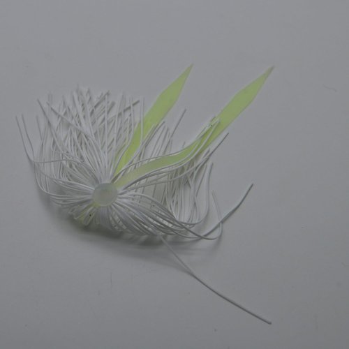 Silicone Quick Change Squid Jig Skirts for Spinnerbaits & Bass Lures - White, 12 Bundles (90pcs, 3 Inch Strands with Two Neckties)