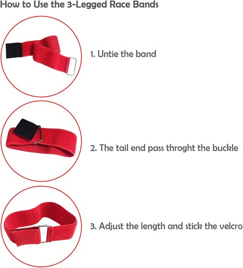 10 PCS 3 Legged Race Bands Three Legged Race Durable Firm Elastic Tie Rope Colorful 3 Leg Race Band for Kids Adult Outdoor Fun