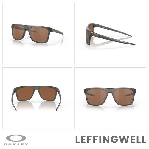 OAKLEY Leffingwell OO9100 910002 57M Matte Grey Smoke/Prizm Tungsten Rectangle Sunglasses for Men+ Bundle Accessory Leash Kit, Microfiber Pouch