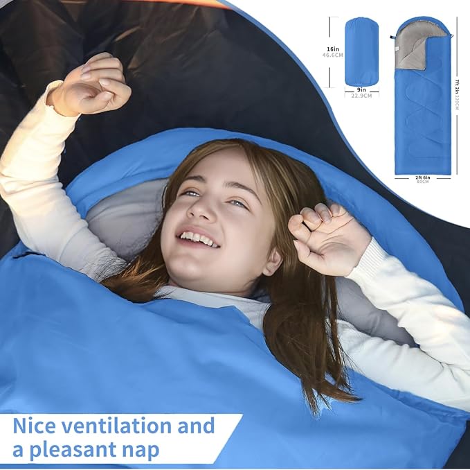 Sleeping Bags for Adults Kids,Lightweight Waterproof Compact Sleeping Bag with Stuff Sack for Warm Camping Cold Hiking Traveling Outdoor Activities002