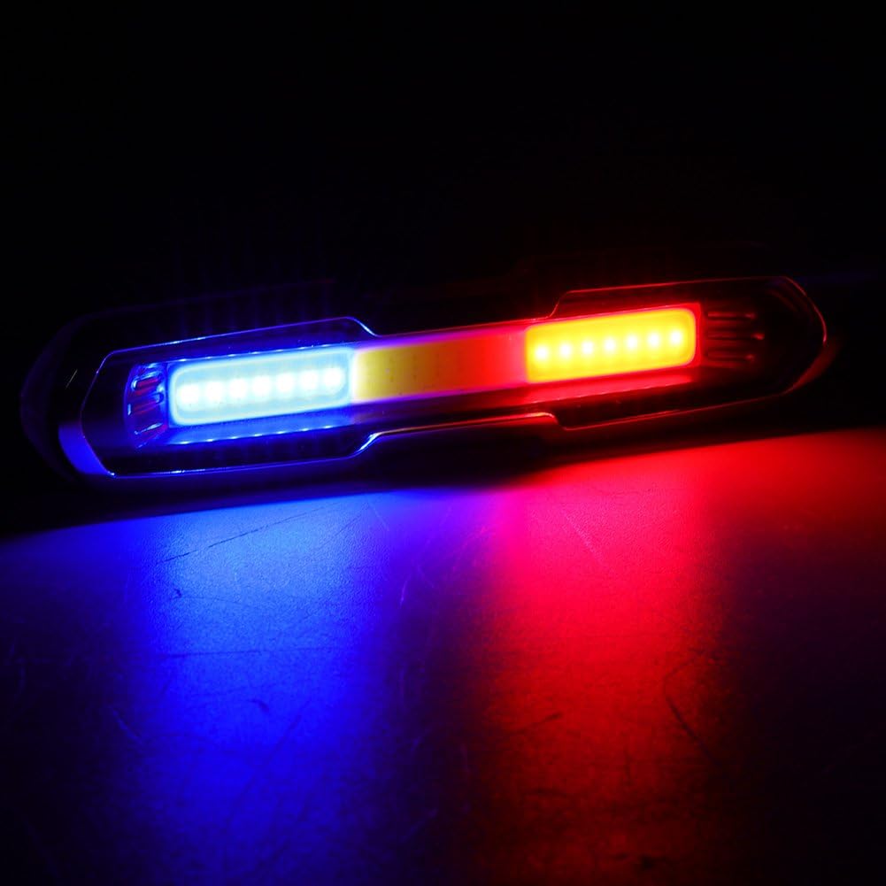 Rear Light, Ultra Bright USB Rechargeable High LED Tail Light Accessories for Cycling Mountain (Red+Blue+White)
