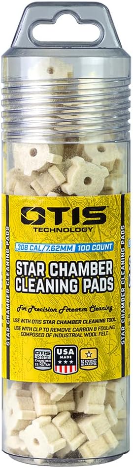OTIS 100 Star Chamber Cleaning Pads, 7.62mm, Twist Top Container, High-Quality Firearm Cleaning Accessory (FG-2717PD-100)