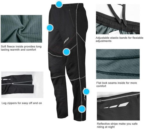 baleaf Men's Fleece Pants Winter Cycling Pants Mountain Bike Clothing Thermal Cold Weather Running Gear