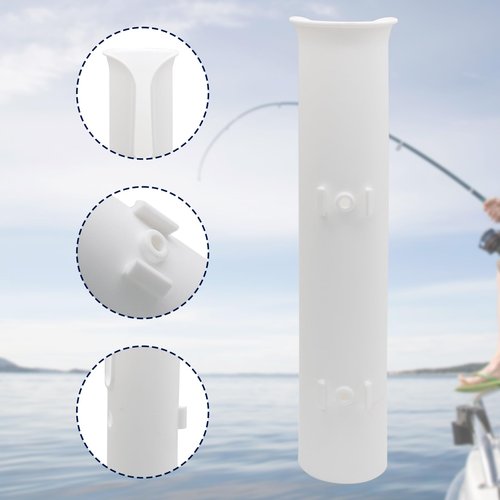 Litoexpe 6 Pcs Fishing Rod Holder Bracket Wall Mounted, Tubes Links Fishing Rod Holder Rack, Boat Side Mount Tool Holder for Boat Kayak Fishing Cooler Trailer, White