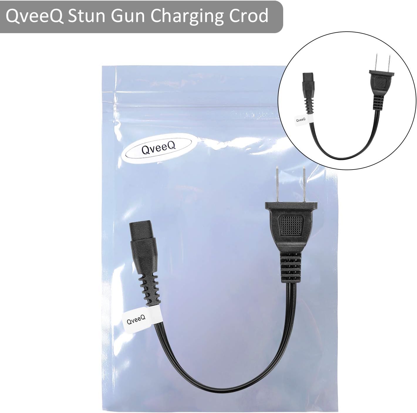 Stun Gun Charger Cord Compatible with VTS-979 – 53, VTS-195, VTS-T01; Police 305, Police 519, Police 928-58; Avenger, Guard Dog Security, Jolt, Stun Master and Most Other Stun Guns