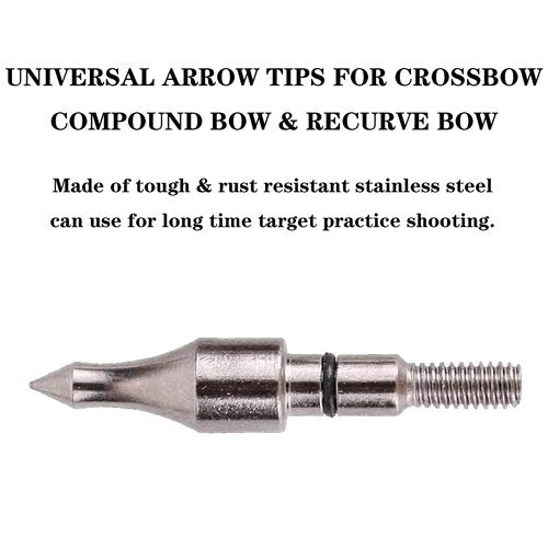 KURUGEILI 12 pcs 100 Grain Archery Arrow Field Points Screw in Arrow Tipsfor Recurve Bow, Compound Bow & Crossbow Bolts Hunting Bow Arrow Target Practic