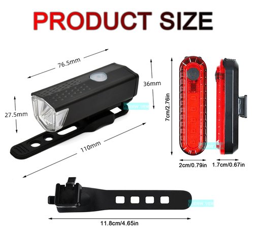 YUERWOVER Ultra Bright Rechargeable Bike Light Set Bicycle Front Headlight and Back Rear Taillight Cycling Night Essential Waterproof Warning Flash Light MTB Accessories for Kids Men Women Adults
