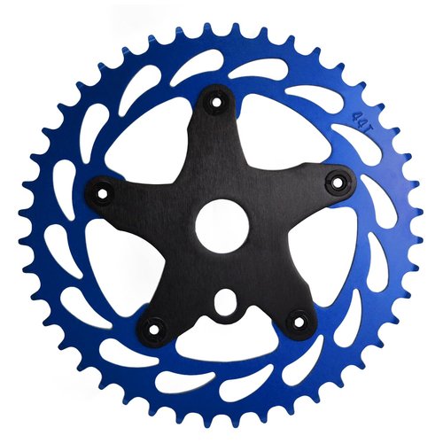 WFS Helix Chainring w/Spider Sprocket 44T 1/8" 110mm BCD 5 Arm Hole Old School BMX, Blue, WFS3066-BO