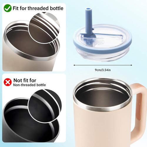 2 Pack 40 oz Tumbler Flip Straw Lid Replacement Fit for Stanley Quencher, Leak Proof for Stanley Lid Replacement Spill Proof Reusable Tumbler Cover Compatible with 40oz Stanley Cup Accessories