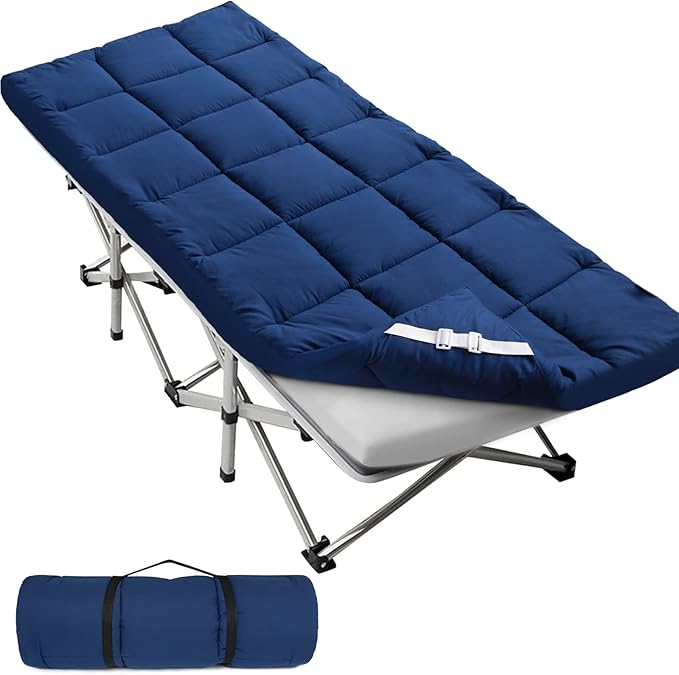Navy Cot Mattress Topper - Quilted Pads for Camping, 75"x30" for Camp Cot/Rv Bunk/Narrow Twin Beds