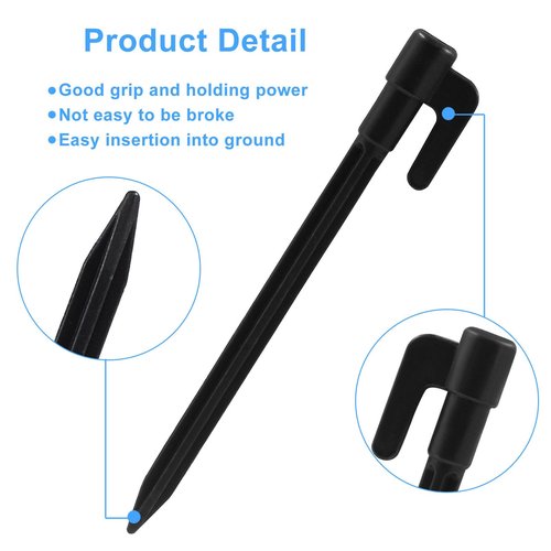 Moicstiy 24 Pack Plastic Tent Stakes, 5.7 Inch Black Durable Garden Landscape Stakes Tent Spikes for Camping, Gardening, Outdoor Beach