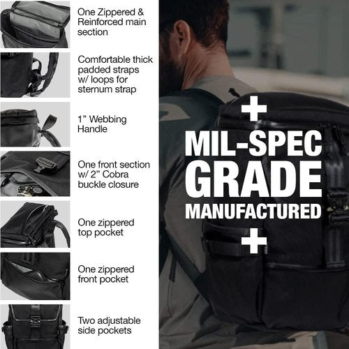 DEFY VerBockel Roll Top Backpack 2.0 | 'Un-Zipped' Waxed Canvas | 28-40 Liter Multi-Use Carry Pack For Men | Utility Backpack w/Laptop Sleeve | Water Repellent Travel Pack (Black)