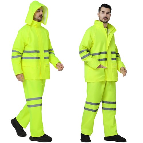 Waterproof Rain Suits, Rain Gear for Men Women Outdoor Rainwear Fishing Rain Jacket and Rain Pants(Yellow,X-Large)