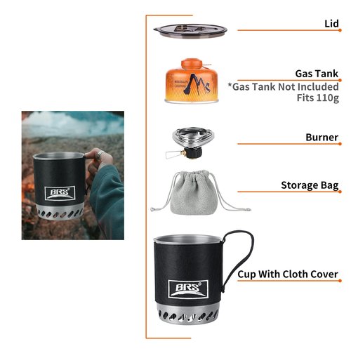Brs-61 Camping And Backpacking Stove Cooking System 1500w Personal Cooking With Micro Adjustable Valve Burner Stainless Steel Aluminum Alloy Pot For Hiking Fishing Hunting