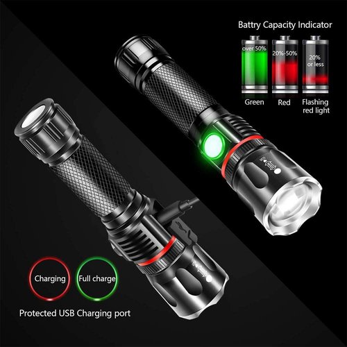 Vnina Tactical Flashlight Rechargeable, High Lumens Led Flashlights Handheld-Magnetic Base, Super Bright, Zoomable, Water-Resistance, 4 Modes, Powerful Flash Light for Camping, Hiking and Emergence