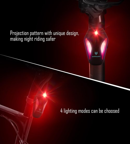 Bike Tail Light for Night Riding, Rear Bike Light Rechargeable, Road Mountain Cycling Accessories for Adults, Bicycle Lights Rear with Projection Reminder