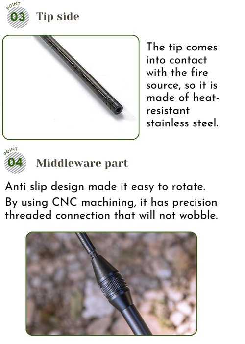 camping moon Fire Blowing Stick Split Type Compact Fire Starter Grill Starter Black BKMS-43