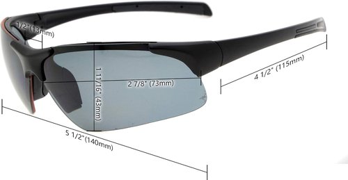 Eyekepper TR90 Unbreakable Sports Half-Rimless Bifocal Sunglasses Baseball Running Fishing Driving Golf Softball Hiking