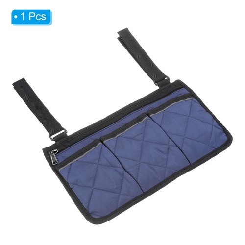 PATIKIL Beach Chair Armrest Bag, Waterproof Beach Chair Hanging Storage Pouch Arm Rest Magazine Snack Bag with 4 Pockets for Camping Outdoor, Teal Blue