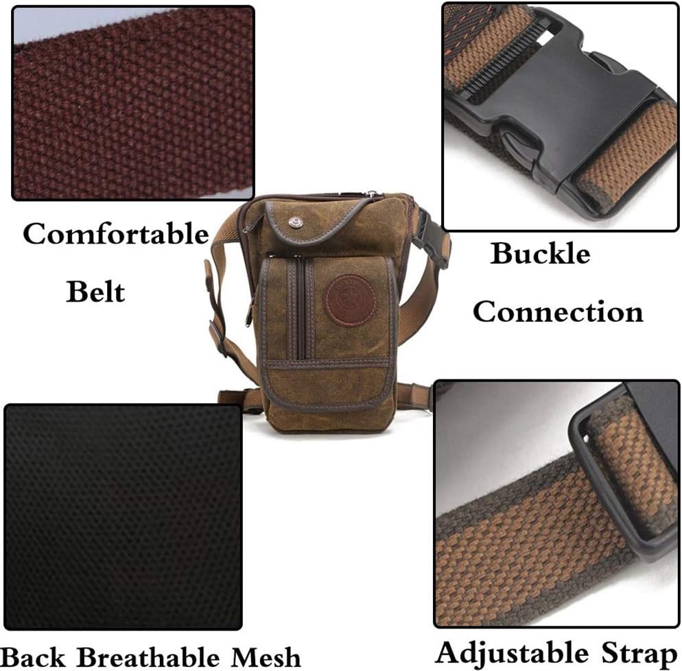 Small Canvas Multi-Purpose Waist Fanny Pack Tactical Military Drop Leg Bag Camping Hiking Motorcycle Bike Cycling Pouch