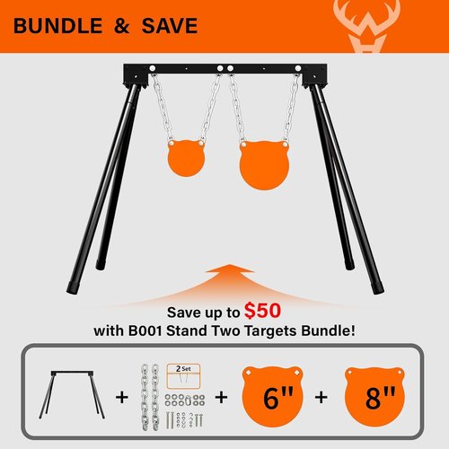 Highwild AR500 Steel Targets System 3/8 Inch Thick Steel Shooting Targets with Stand, All Parts Replaceable Separately for Outdoor Range and Shooting Practice (2)