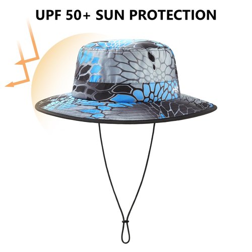 BASSDASH UPF 50+ Water-Resistant Fishing Bucket Hat with Laser Perforated Mesh Adjustable for Men Women Outdoor Hiking