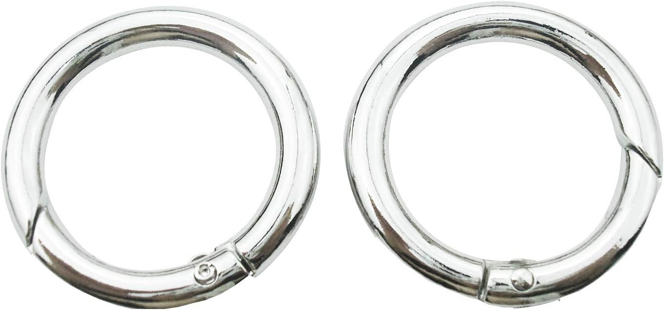 SICODA 4pcs- 1" 25mm Gate Spring O Ring Round Carabiner Snap Clip Trigger Spring Keyring Buckle (Silver)