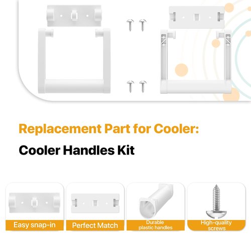 Cooler Handle and Screws,Replacement White Plastic Handles,Cooler Handle Replacement Parts