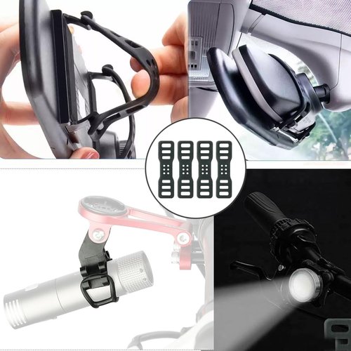 ZAAWUUT 4-Pack Bike Silicone Band,Bicycle Handle Bars Elastic Strap Bandage,Mount Band Holder for Fixing Tail Light,Recorder (3.6 Inch)