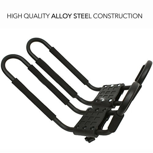 KZU 2 PCS Kayak Roof Rack, Surf Board Carrier, Canoe, Surf Board, Ski Board, Snow Board Holder on Roof Top, Mount Racks for Car, Truck J Bar with 4 pcs Tie Down Straps, NJD423