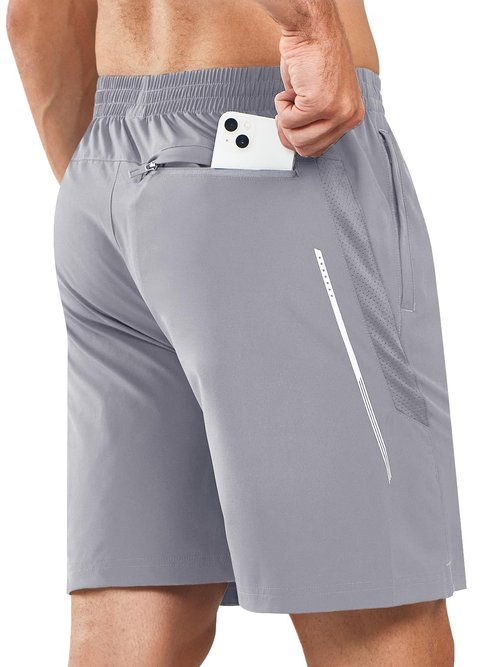 NORTHYARD Men's 7" Athletic Running Shorts with Zipper Pockets Quick Dry Lightweight Workout Gym Short Stone 3XL