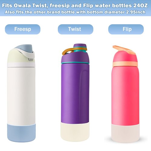 LUCKINEE 2Pcs Protective Silicone Boot Bottom Base for Owala FreeSip Twist and Flip Flask 24OZ, and Compatible with Stanly Cup Tumbler 20-40oz and More Bottles with Bottom Diameter 2.8-2.95inch