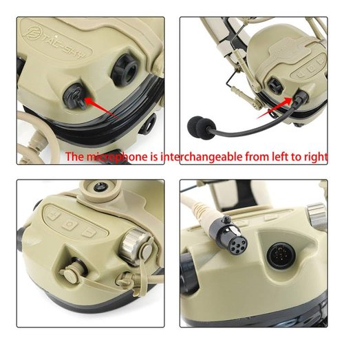 HEARFALCOM TAC700 Tactical Headset Hearing Protection Electronic Shooting Hunting Headset with U94 V2 PTT Adapter for uv5r Walkie Talkies (DE)
