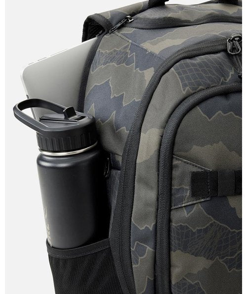 Rip Curl Men's 33L Posee Search Backpack with Laptop Section, Sunglasses and Drink Bottle Pocket, Black/Olive, One Size
