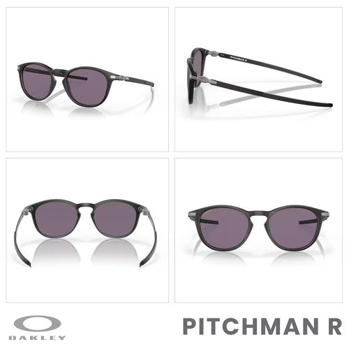 OAKLEY Pitchman R OO9439 943901 50MM Satin Black/Prizm Grey Round Sunglasses for Men+ Bundle Accessory Leash Kit, Microfiber Pouch