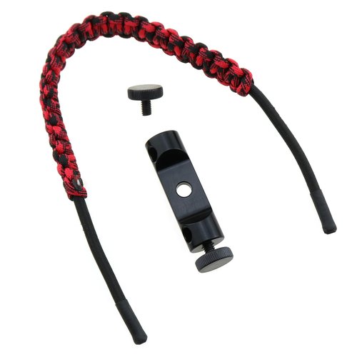 LUORNG 40cm Red and Black Archery Compound Bow Wrist Strap Braided Cord Adjustable Hunting Strap Bow Wrist Strap