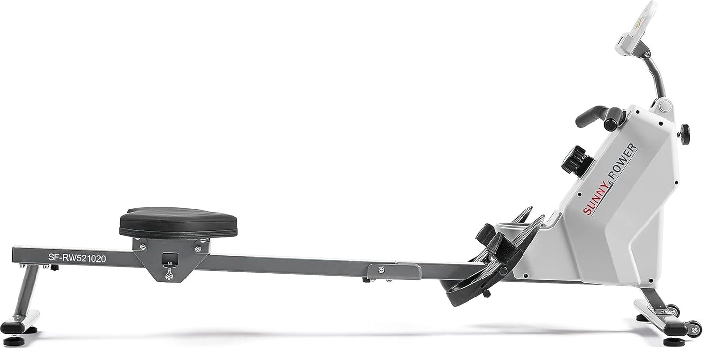 Sunny Health & Fitness Magnetic Rowing Machine for Home Exercise, Quiet & Smooth Rower with Compact Storage and Optional Free SunnyFit App Connectivity