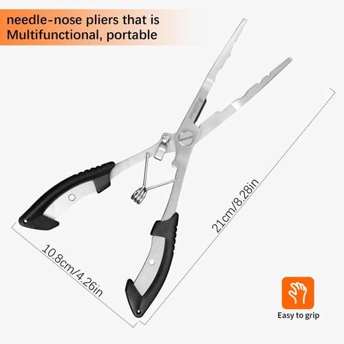 Pullther fishing Needle Nose Pliers Fishing,Hook Remover,Stainless Steel,Fishing Pliers Kit with Lanyard,Braid Cutter Rustproof Fishing Multitool for Saltwater Freshwater