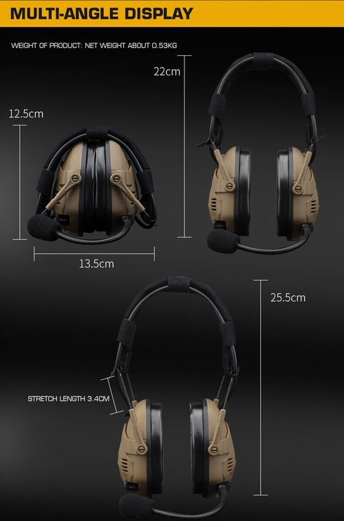 SINARISOFT Tactical Electronic Headset Hearing Protection Bluetooth Silicone Earmuffs For Helmet Noise Reduction