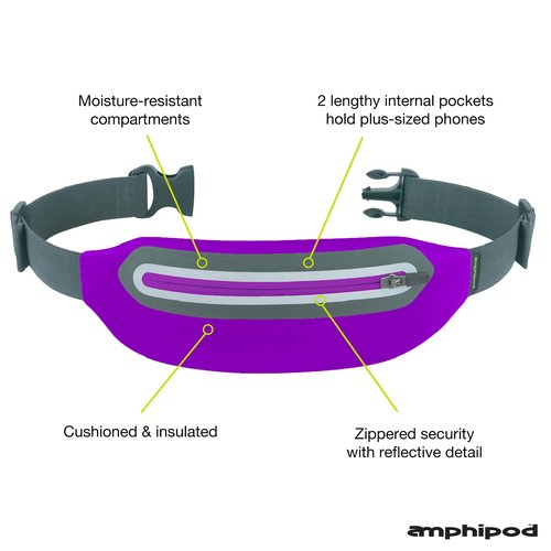 Amphipod Neo-Lite Run Pack, Bounce-Free Waist Storage for Running, Jogging & Walking, Men & Women - Purple - XL