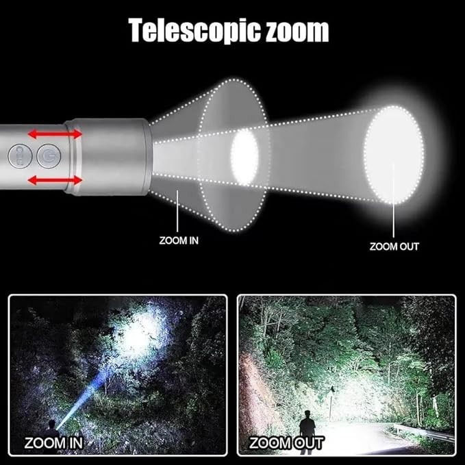 poyoelf Zoomable Led Flashlight with COB Sidelight with Hook,Rechargeable EDC Small Lantern Flashlight,Waterproof,Tactical Portable Handheld Torch for Camping,Hiking,Emergency,Home Use(Black)